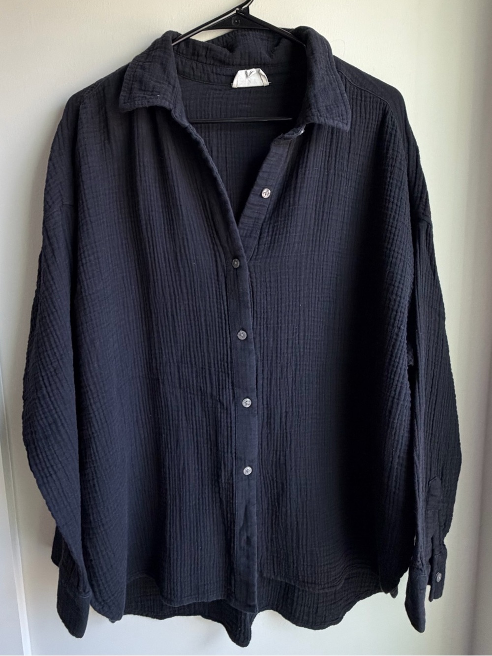 Lou & Grey Black Textured Button-Down Shirt